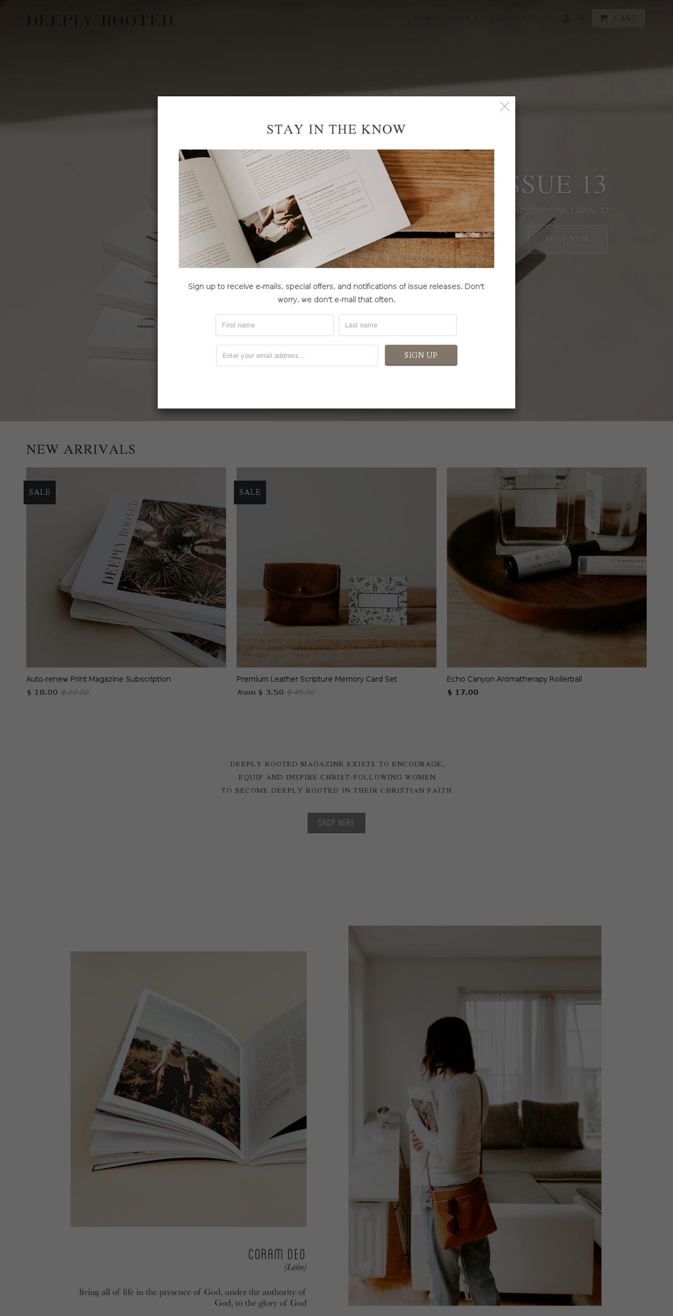 bedeeplyrooted.com — Shopify storefront screenshot