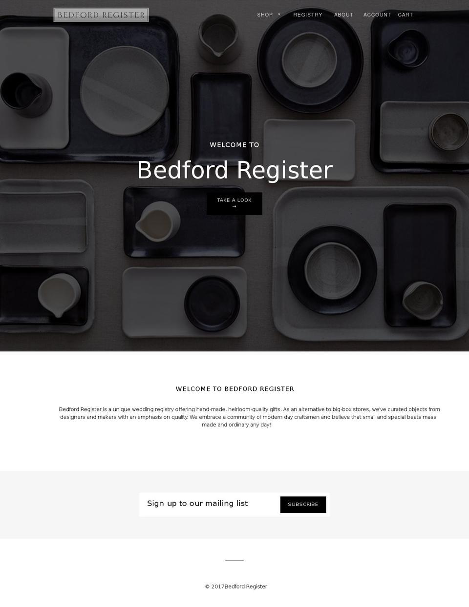 bedfordregistry.com shopify website screenshot