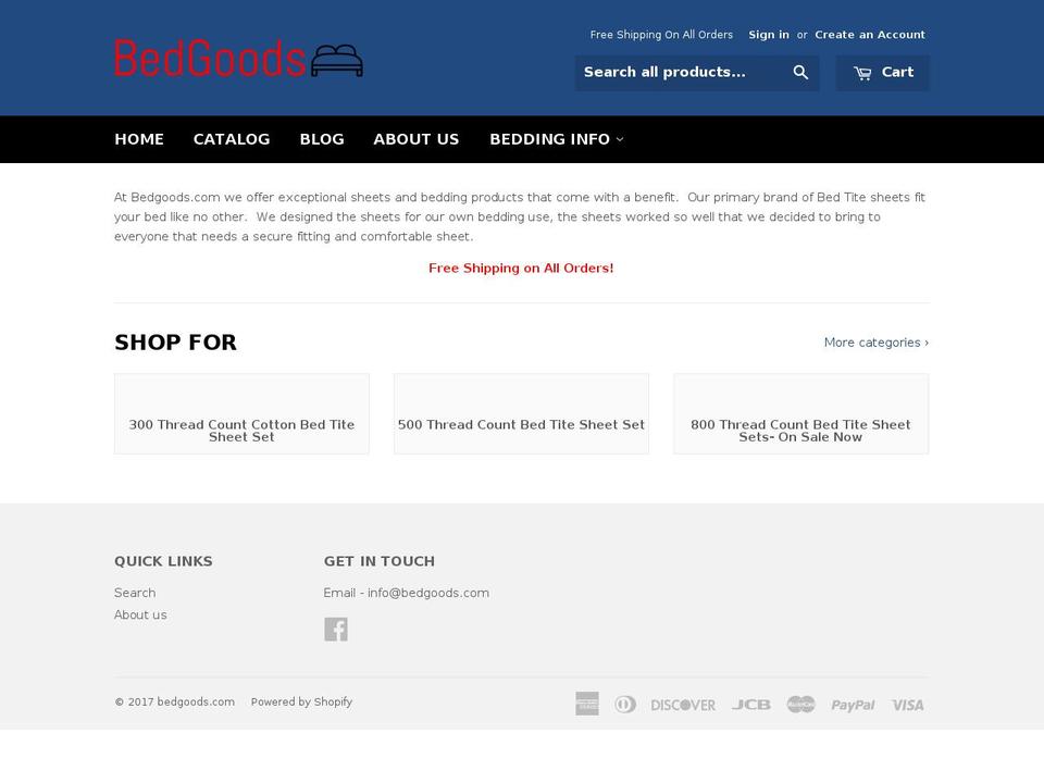 bedgoods.com shopify website screenshot