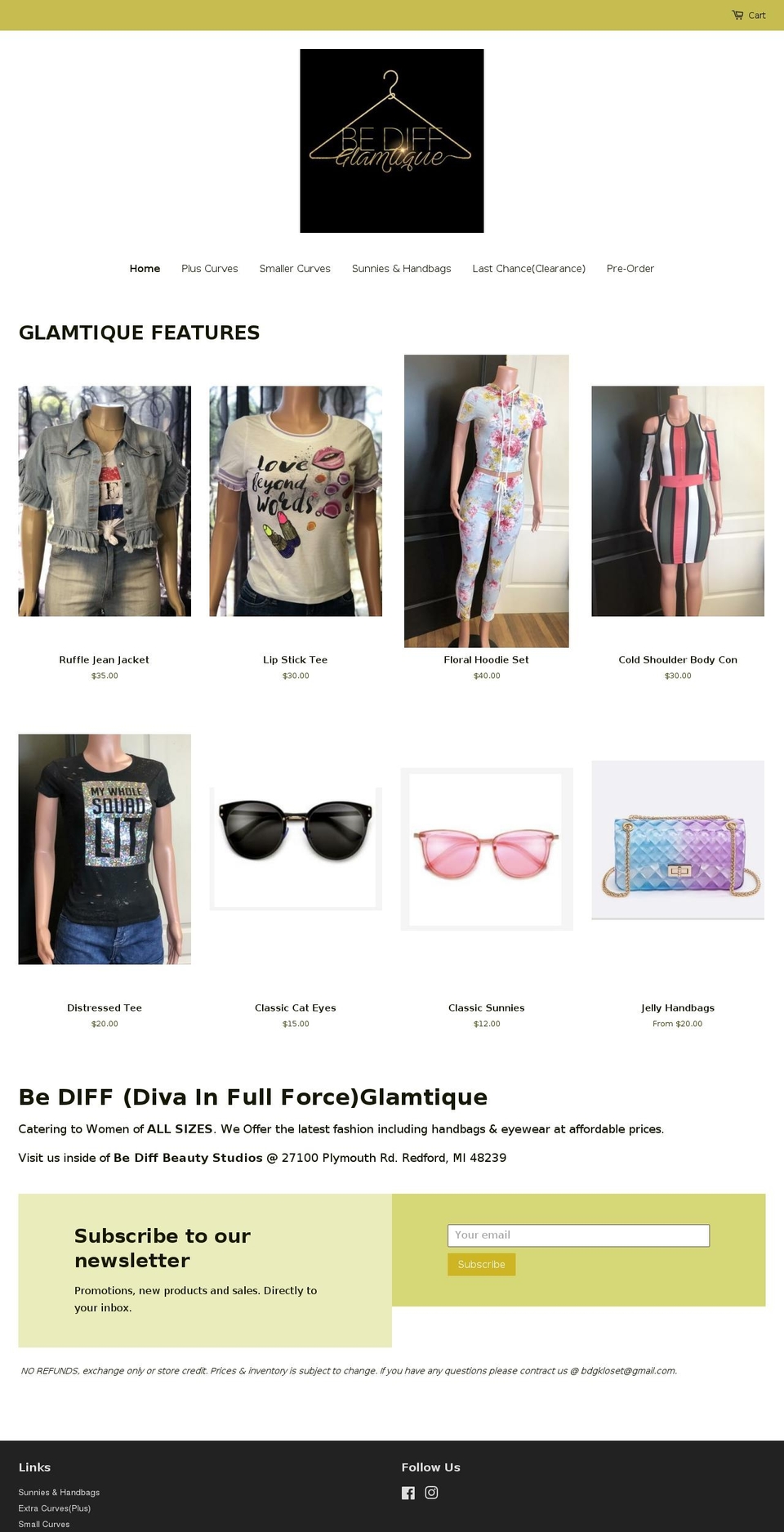 bediffglamtique.com — Shopify storefront screenshot