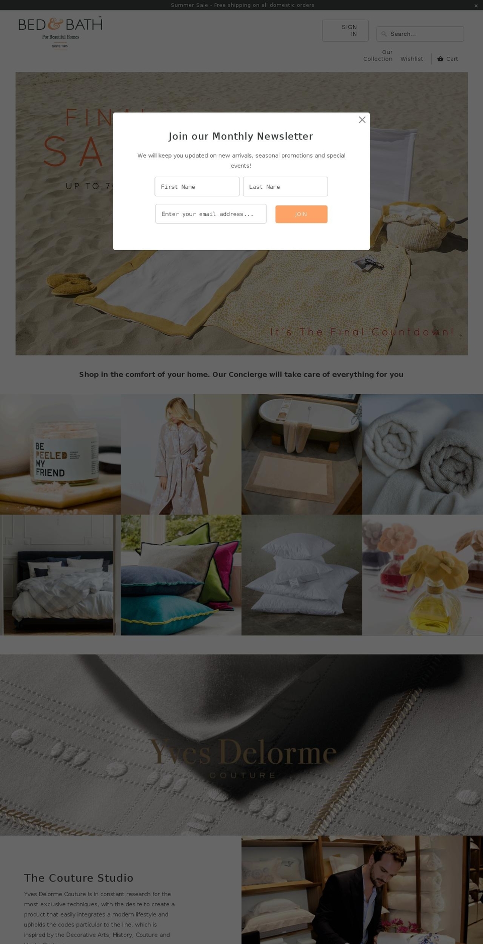 bednbathhome.com shopify website screenshot