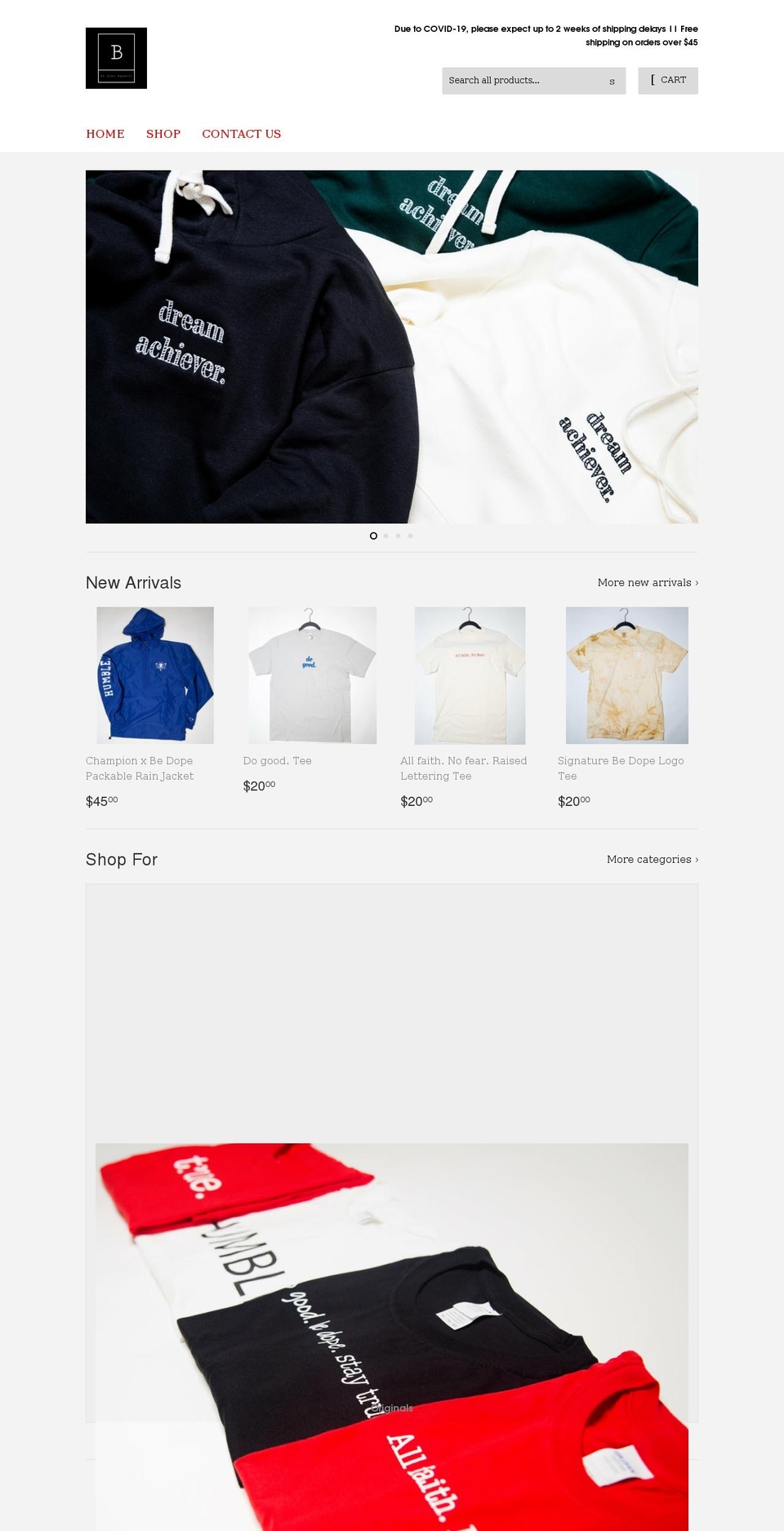 bedopeapparel.net shopify website screenshot