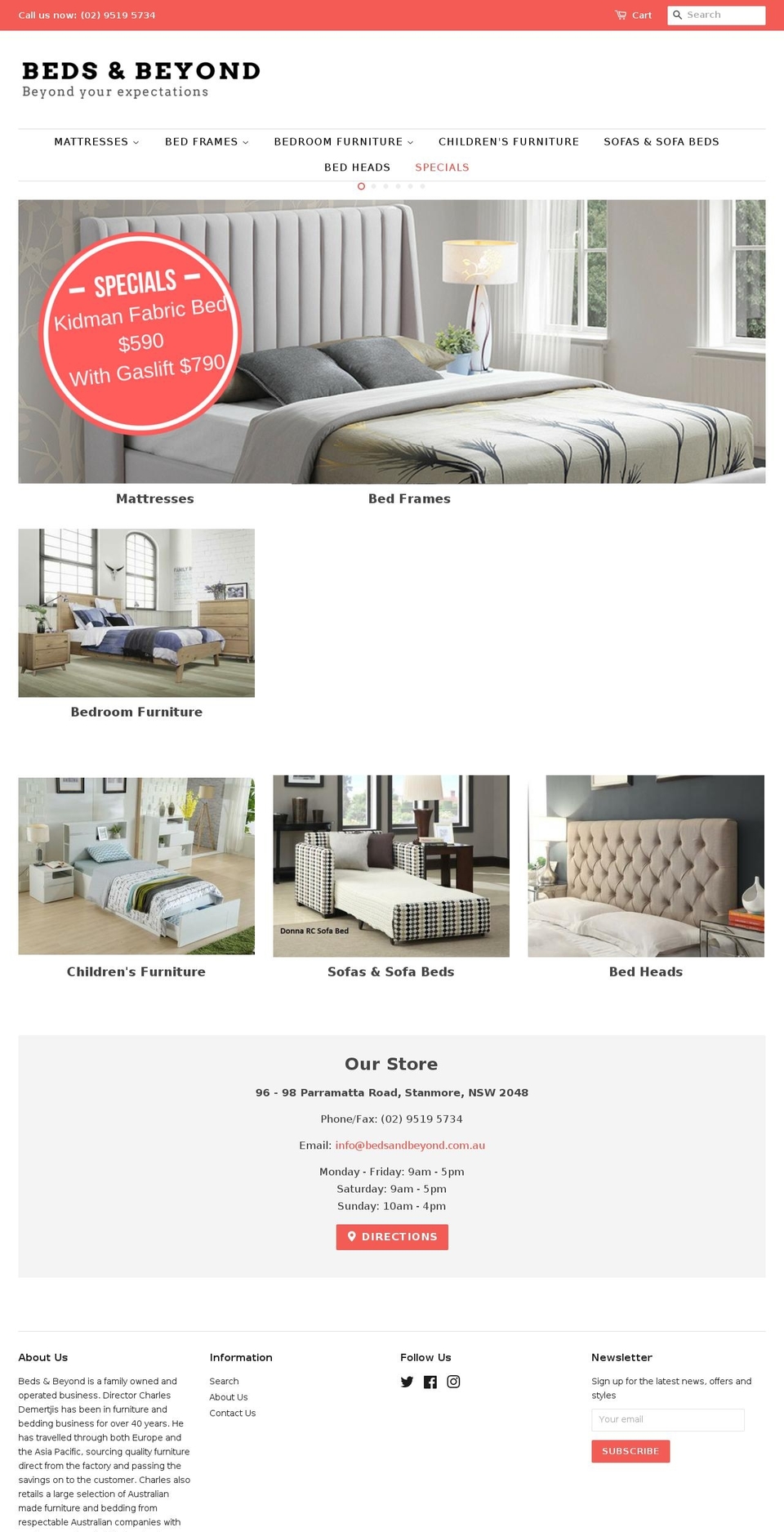 bedsandbeyond.com.au shopify website screenshot