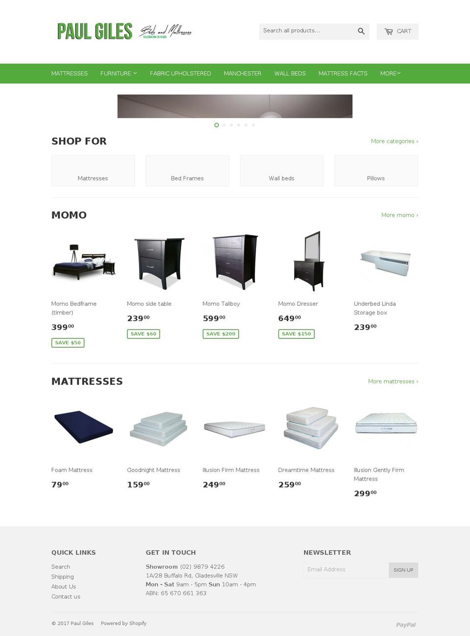 bedsandmattresses.com.au shopify website screenshot