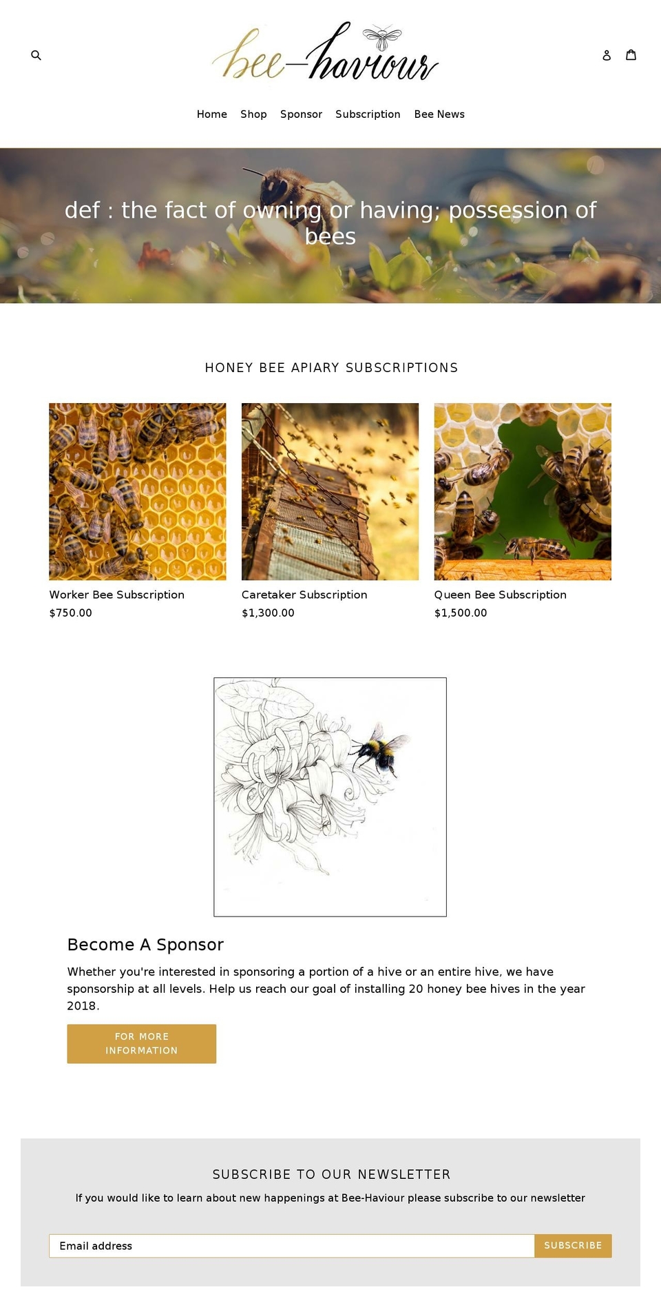 bee-haviour.com — Shopify storefront screenshot