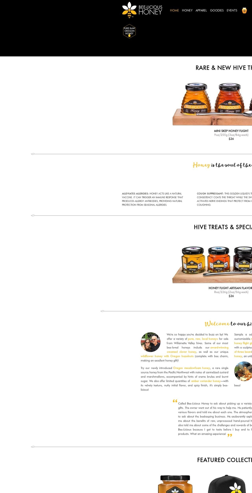 bee-licioushoney.com shopify website screenshot