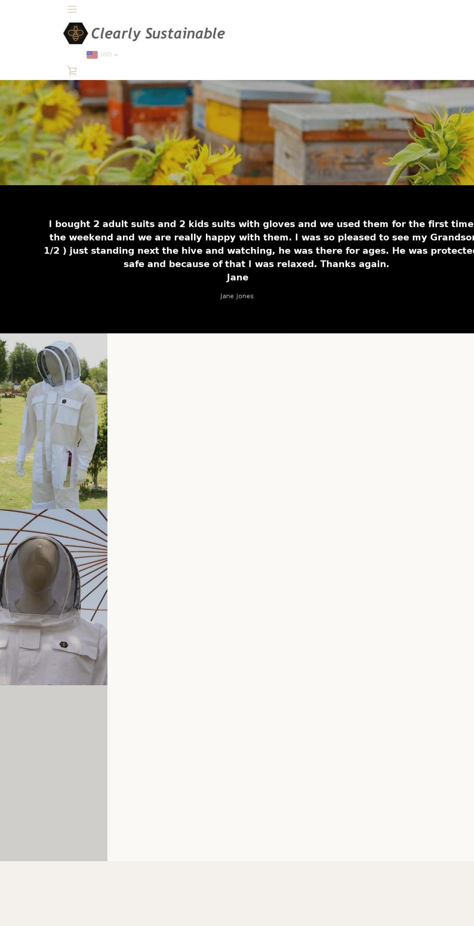bee-sustainable.com shopify website screenshot