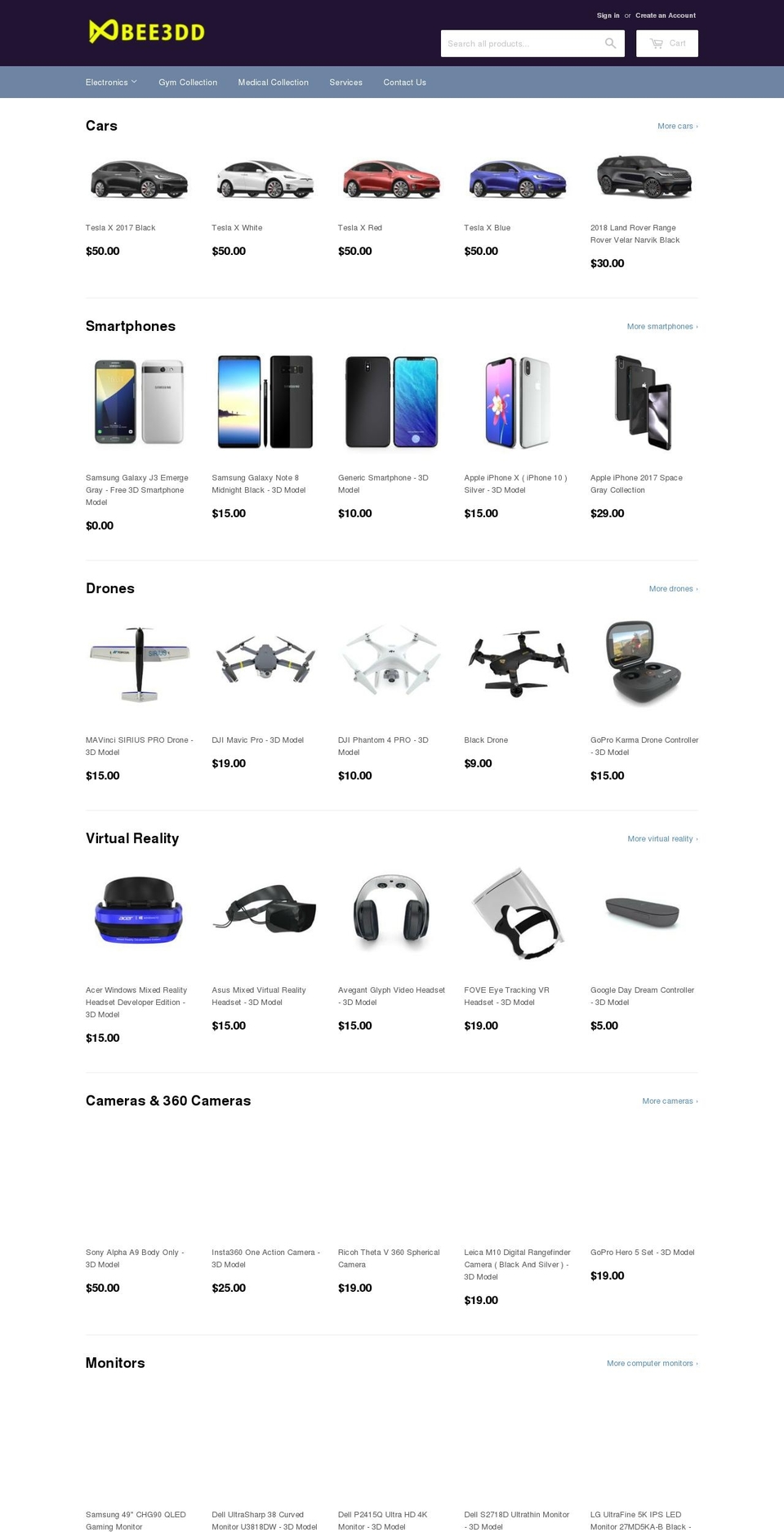 bee3dd.com — Shopify storefront screenshot