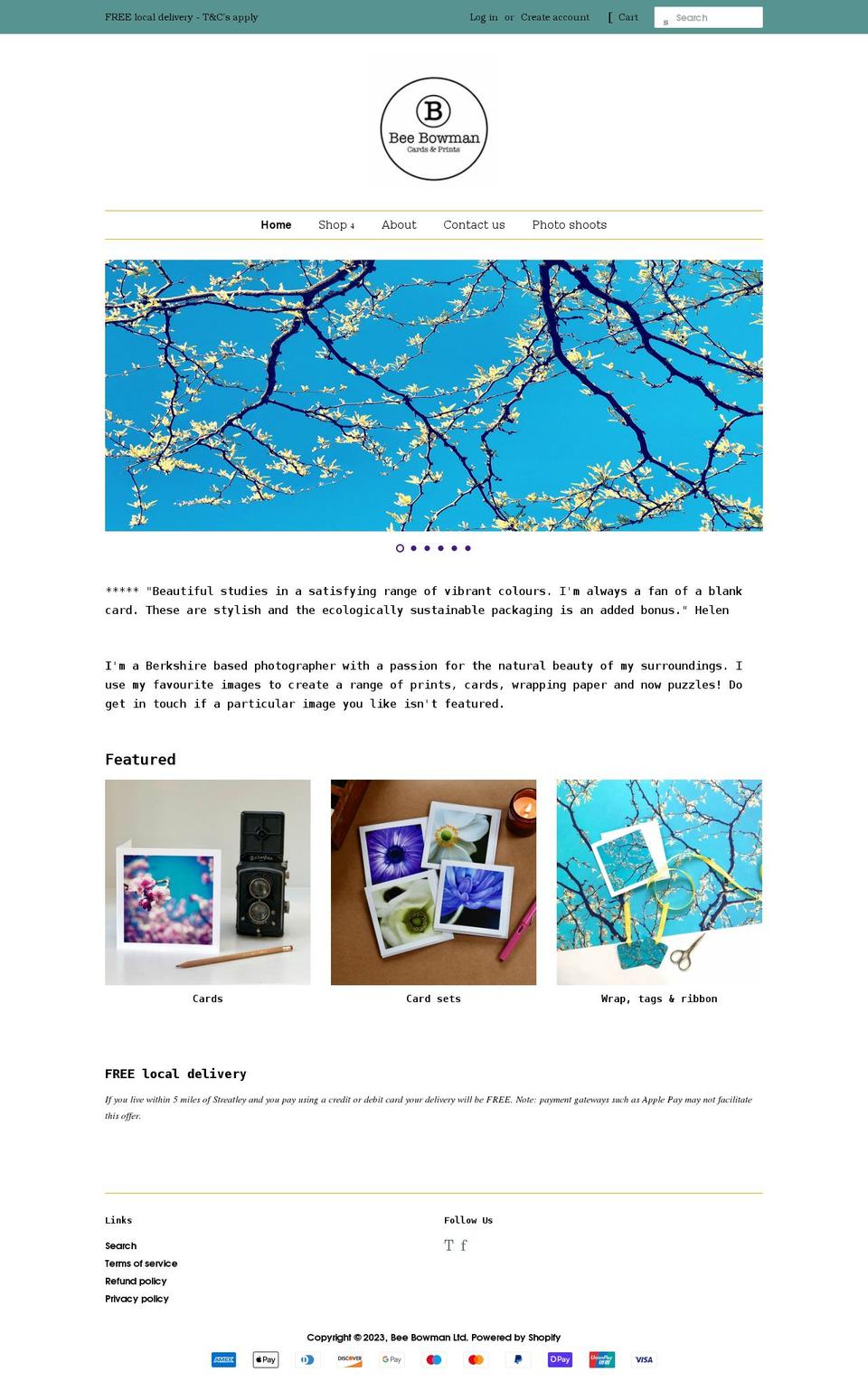 beebowman.com shopify website screenshot