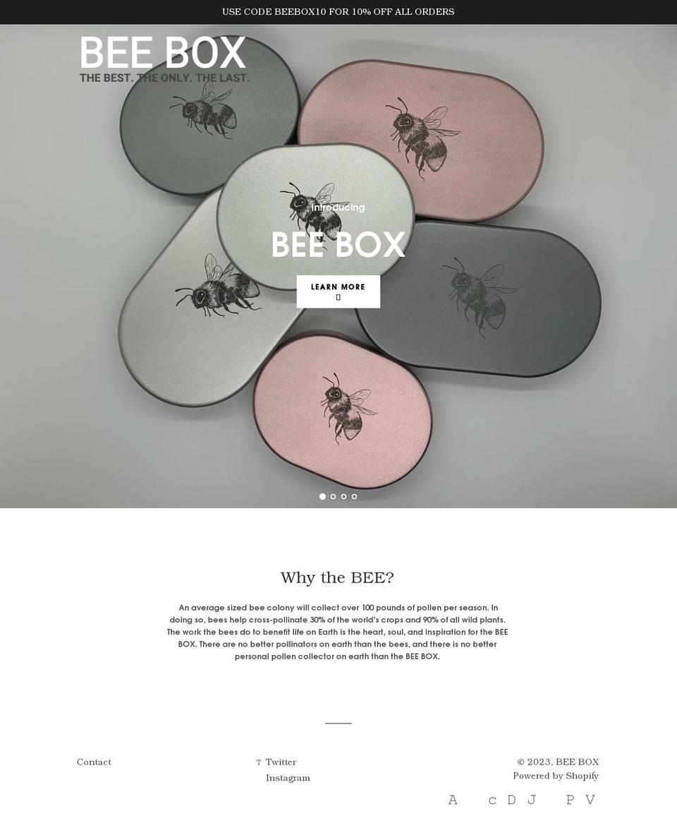 beeboxusa.com shopify website screenshot