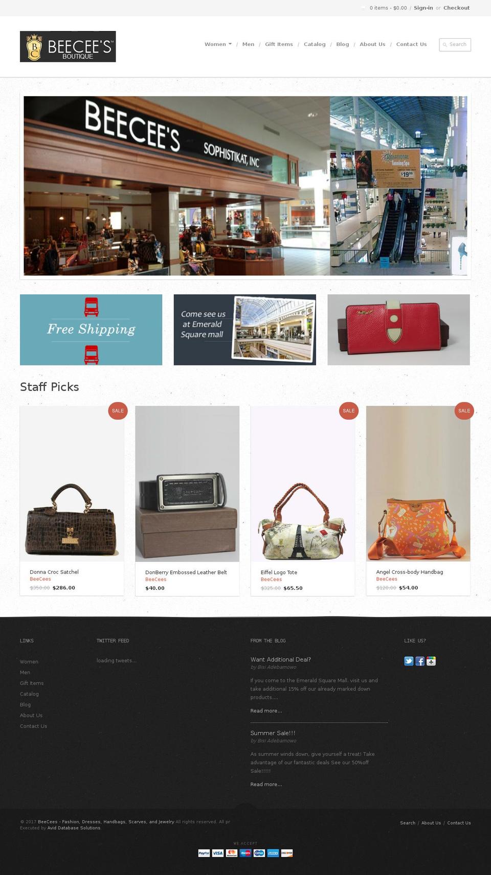 beeceeshandbags.com shopify website screenshot