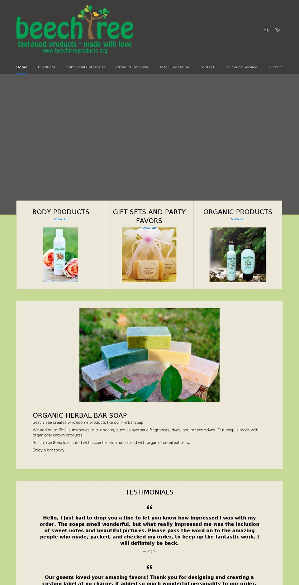 beechtreeproducts.org shopify website screenshot