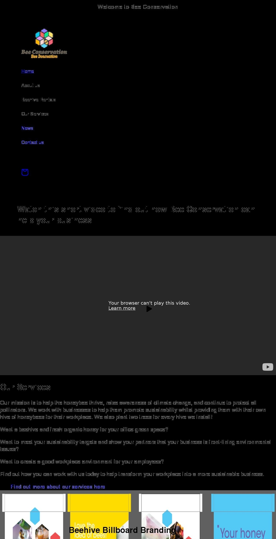 beeconservation.org.uk shopify website screenshot