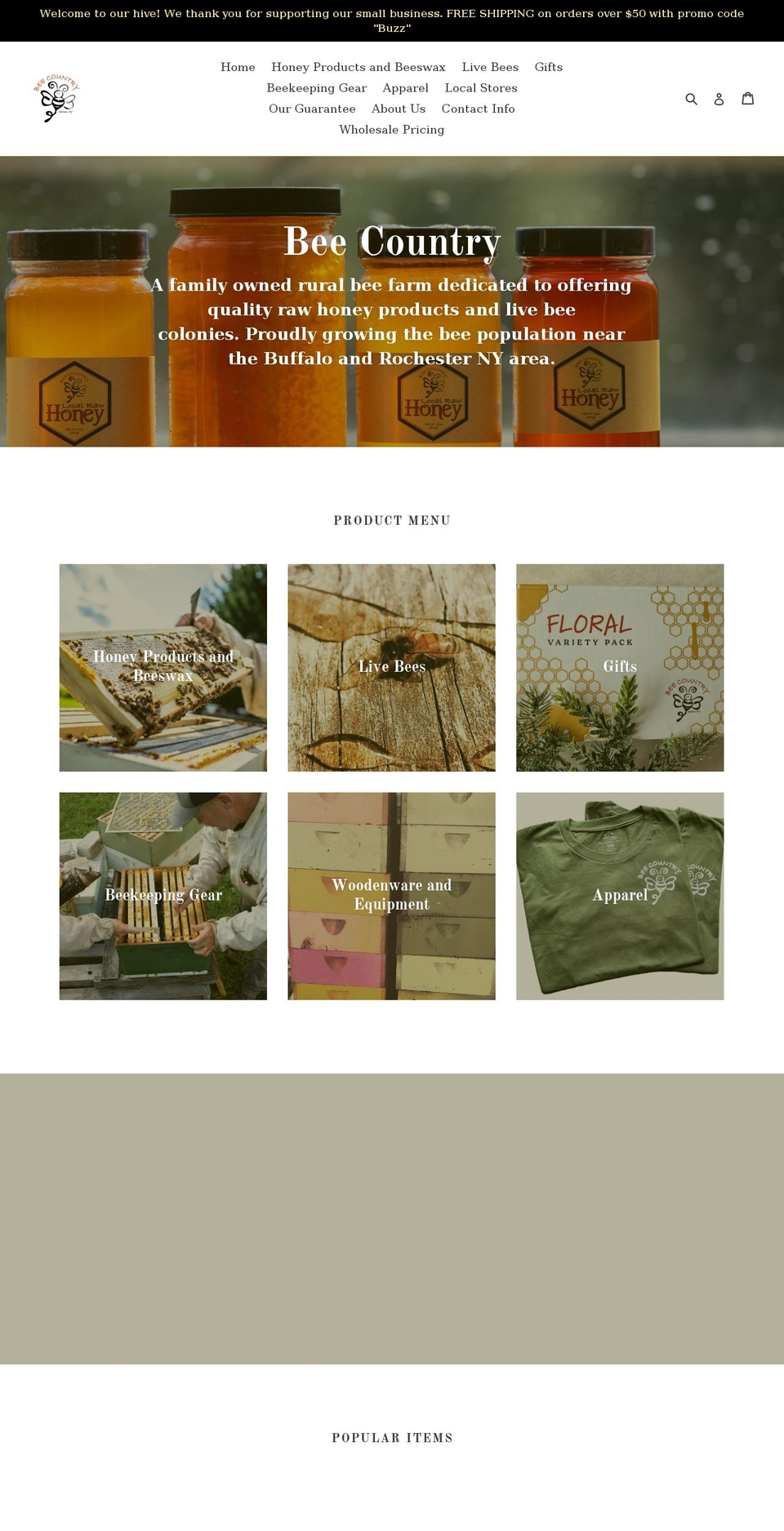 beecountry.net shopify website screenshot