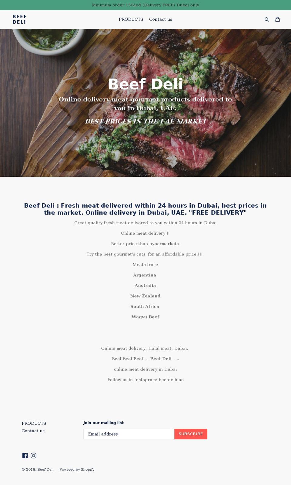 beef-deli.com shopify website screenshot