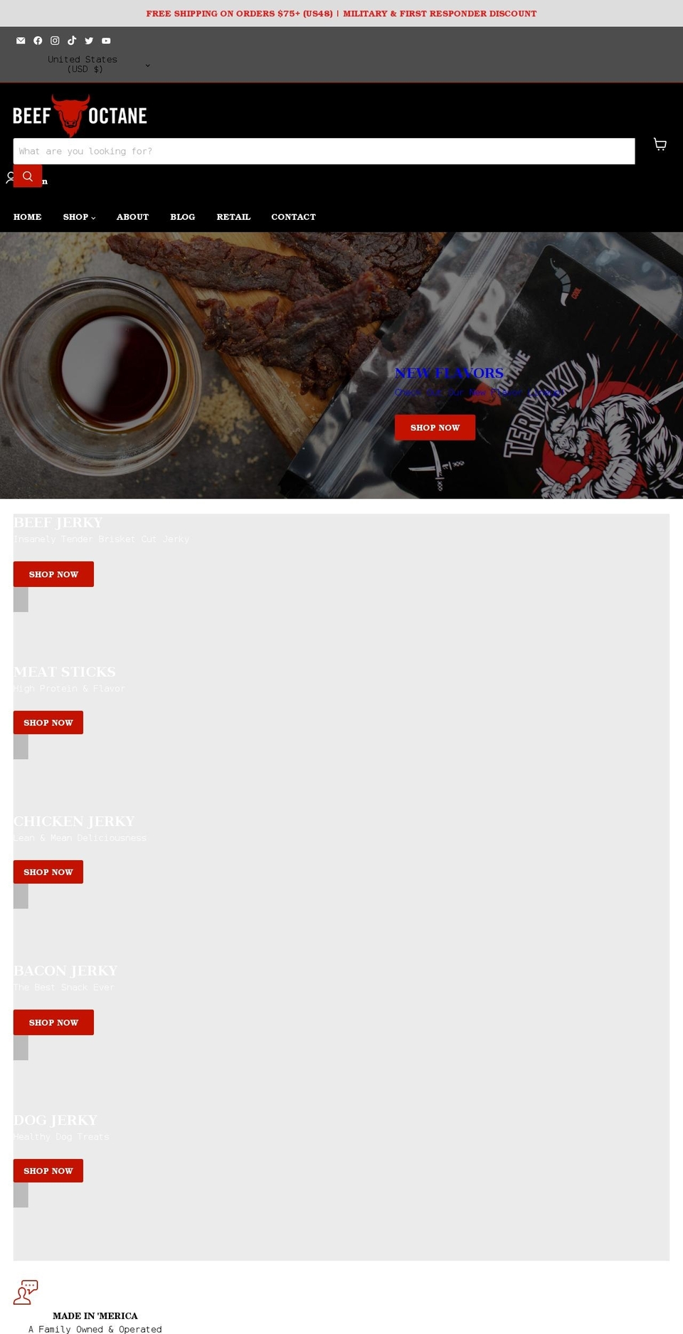 beefoctane.com shopify website screenshot