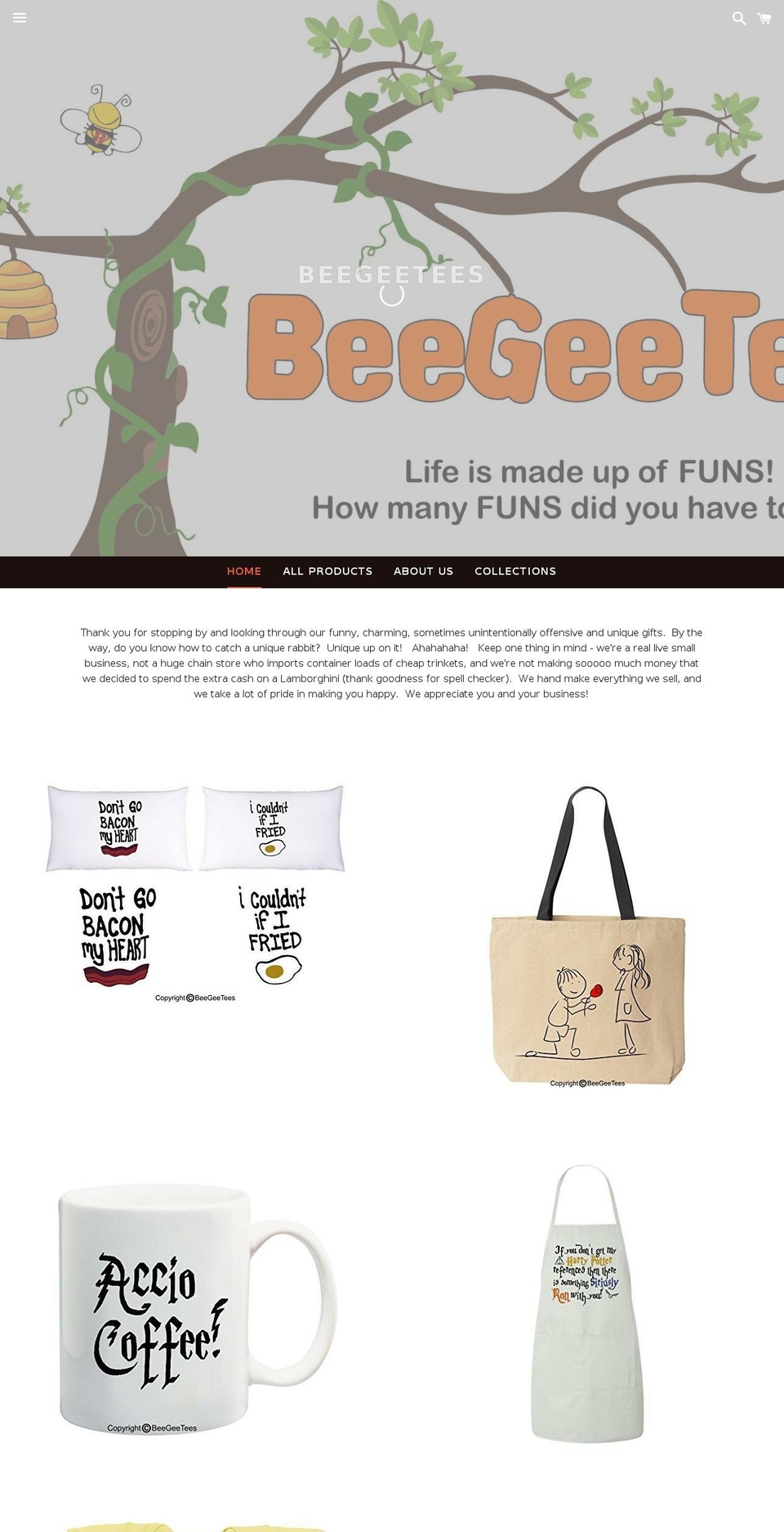 beegeetees.com shopify website screenshot