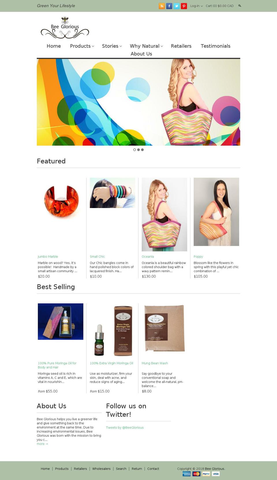 beeglorious.ca shopify website screenshot