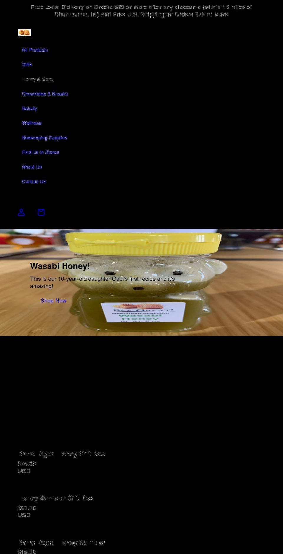 beegreatlocal.com shopify website screenshot