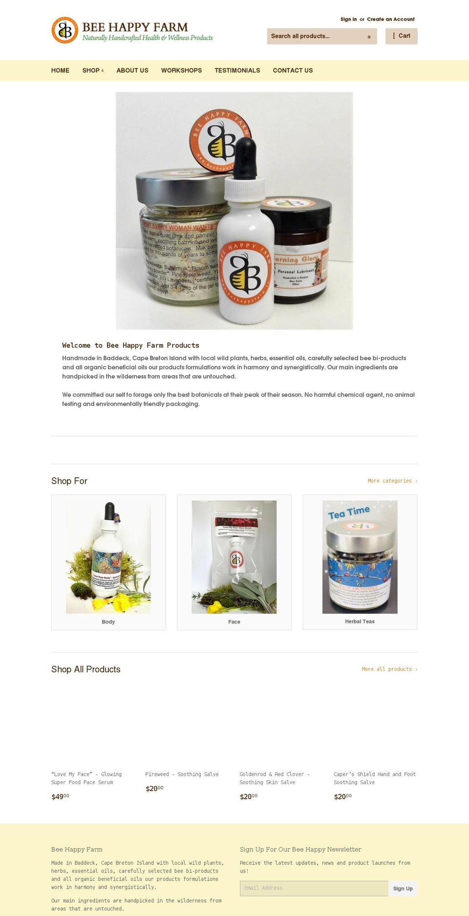 beehappyfarm.ca shopify website screenshot