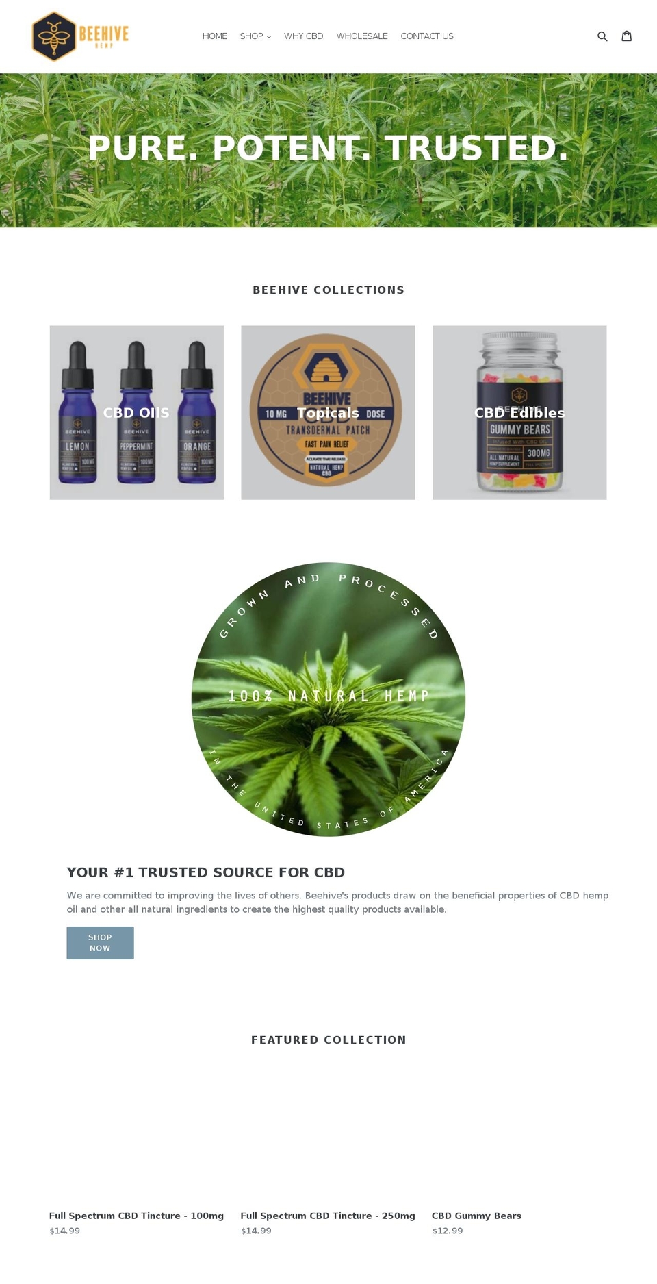 beehivecbd.com — Shopify storefront screenshot