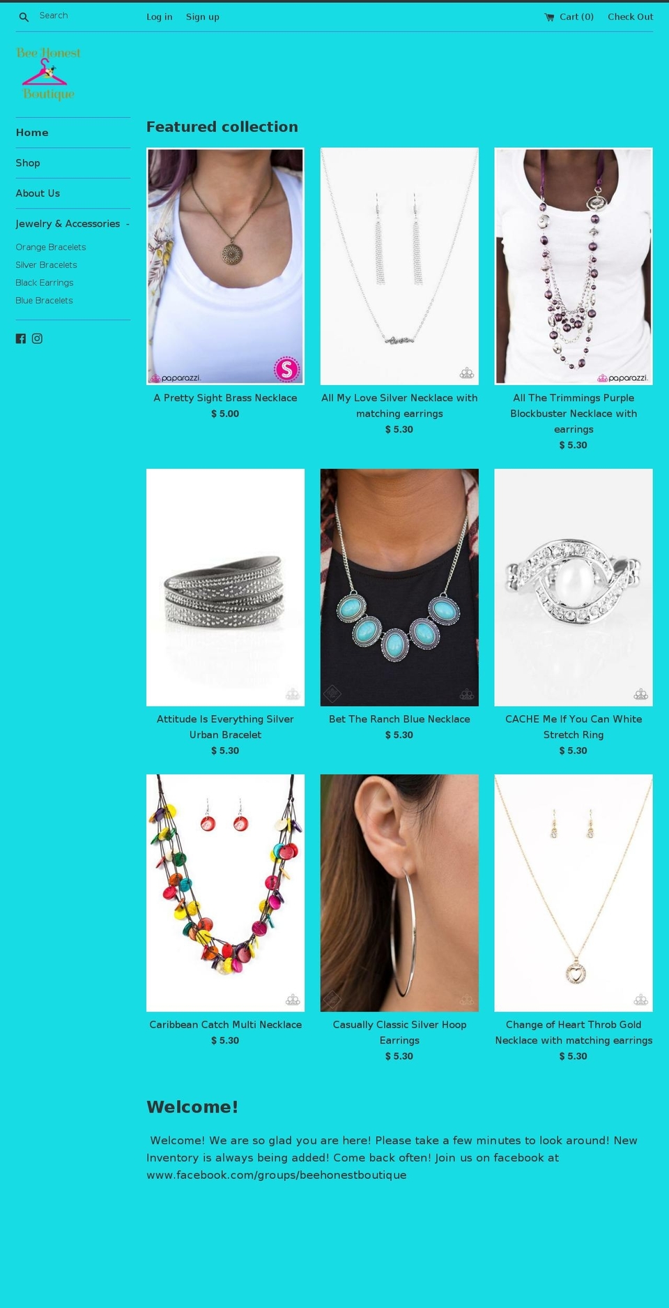 beehonestboutique.com — Shopify storefront screenshot