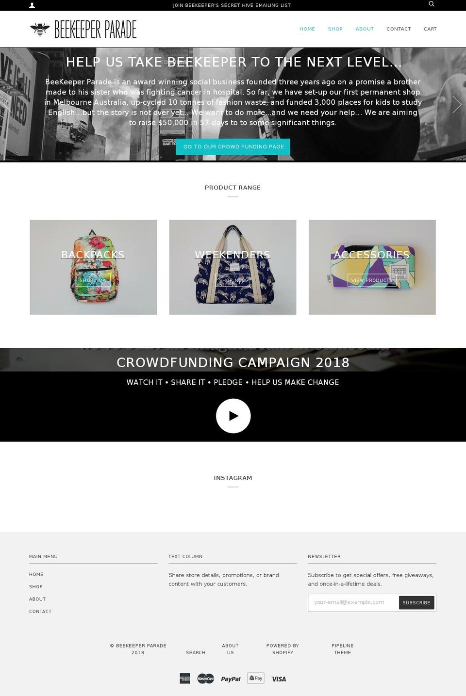 beekeeperparade.com shopify website screenshot