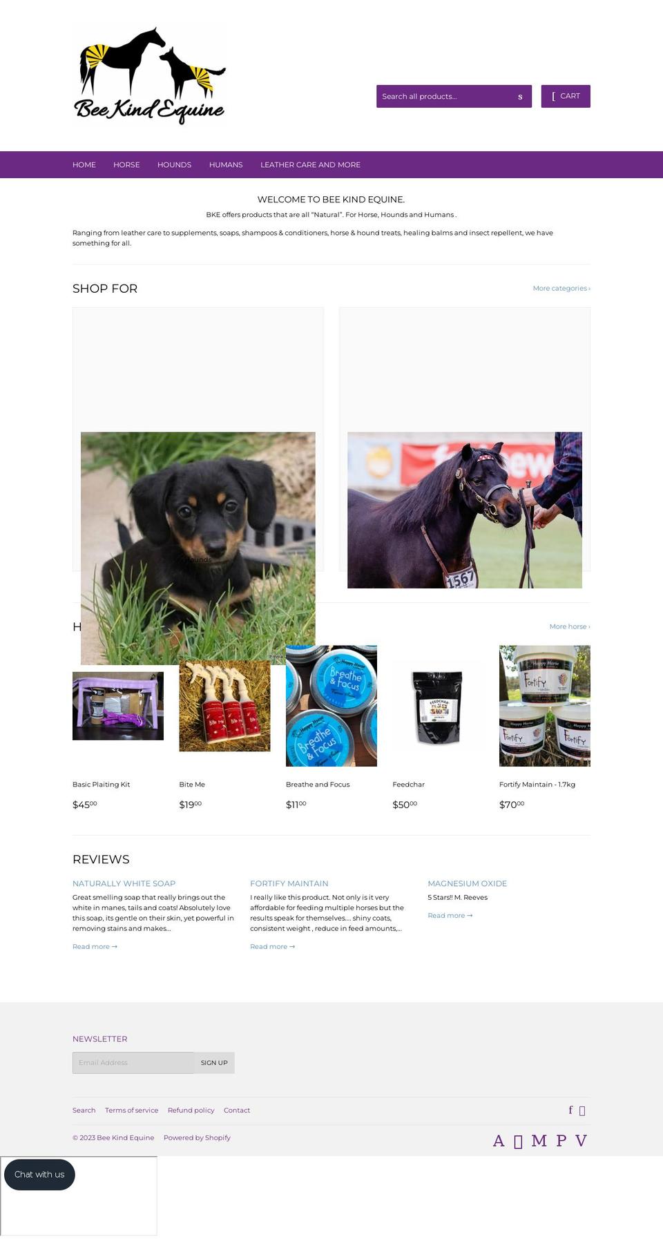 beekindequine.com.au shopify website screenshot