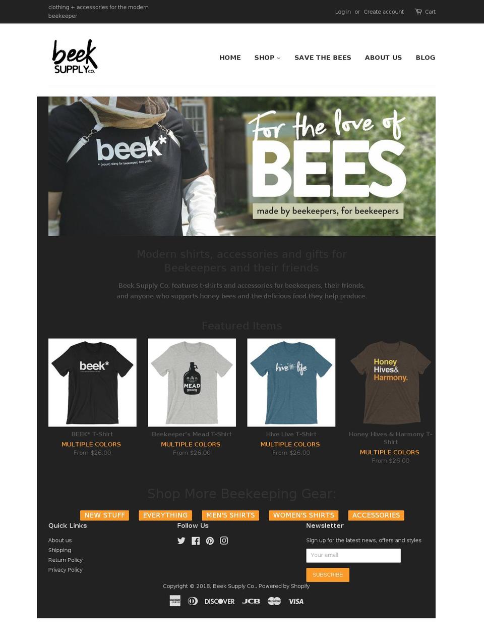 beeksupply.com shopify website screenshot