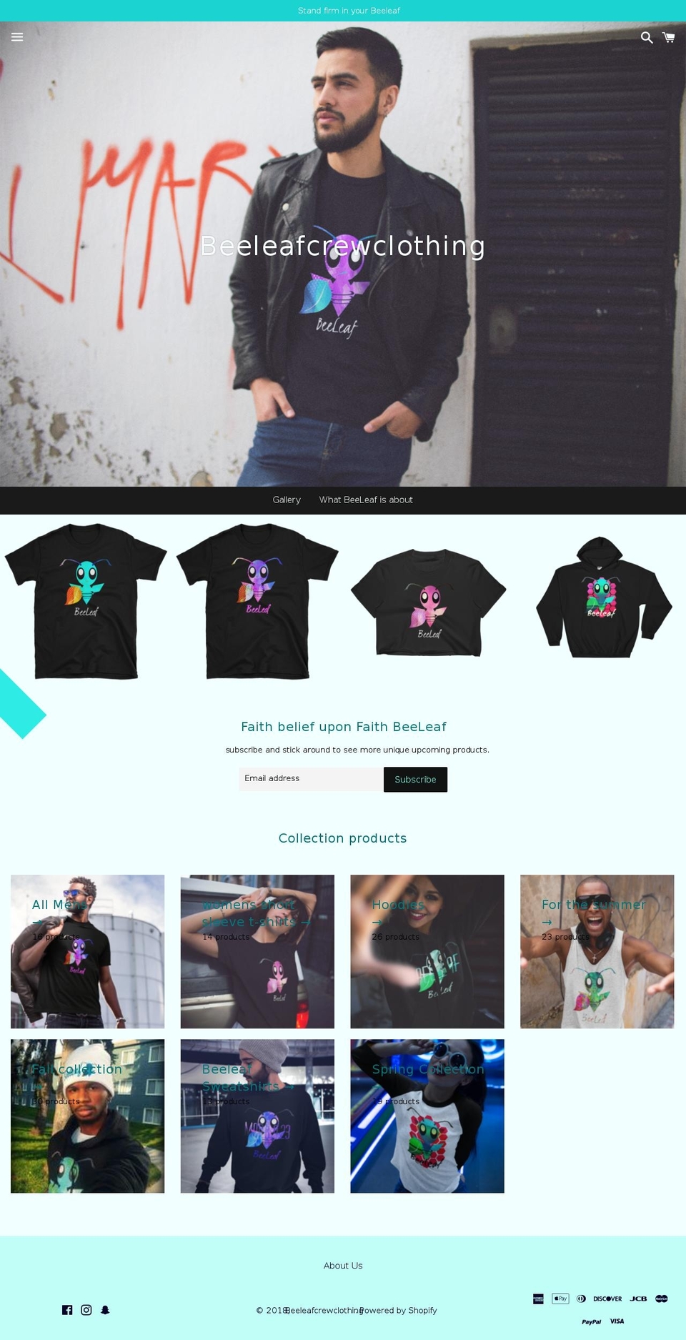 beeleafcrewclothing.com — Shopify storefront screenshot