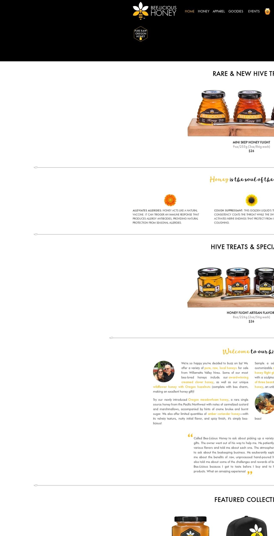beelicioushoney.com shopify website screenshot