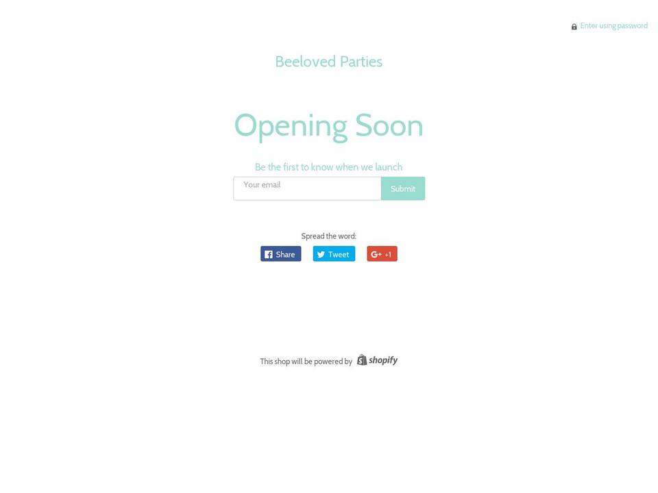 beelovedparties.com — Shopify storefront screenshot