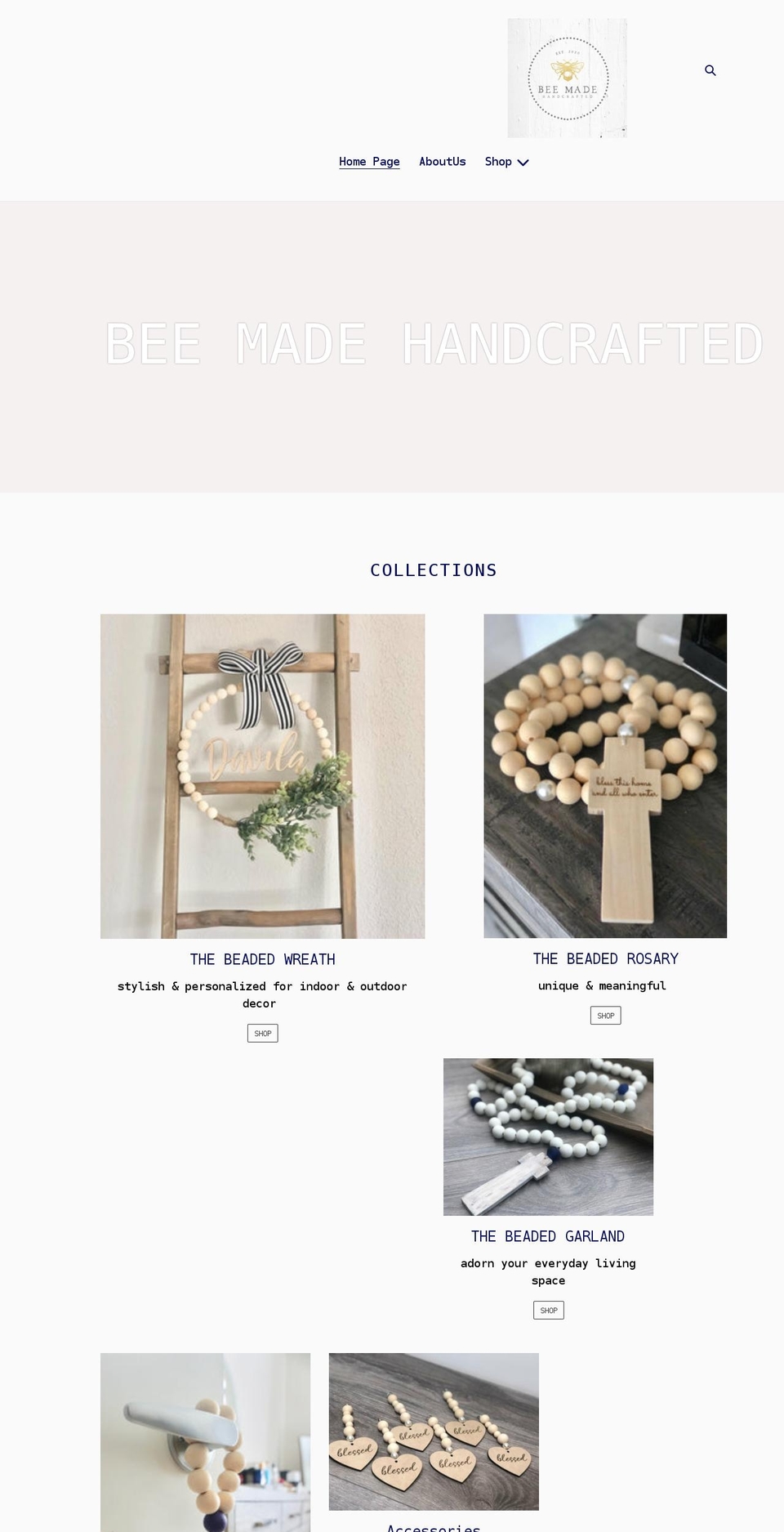 beemadehandcrafted.com shopify website screenshot