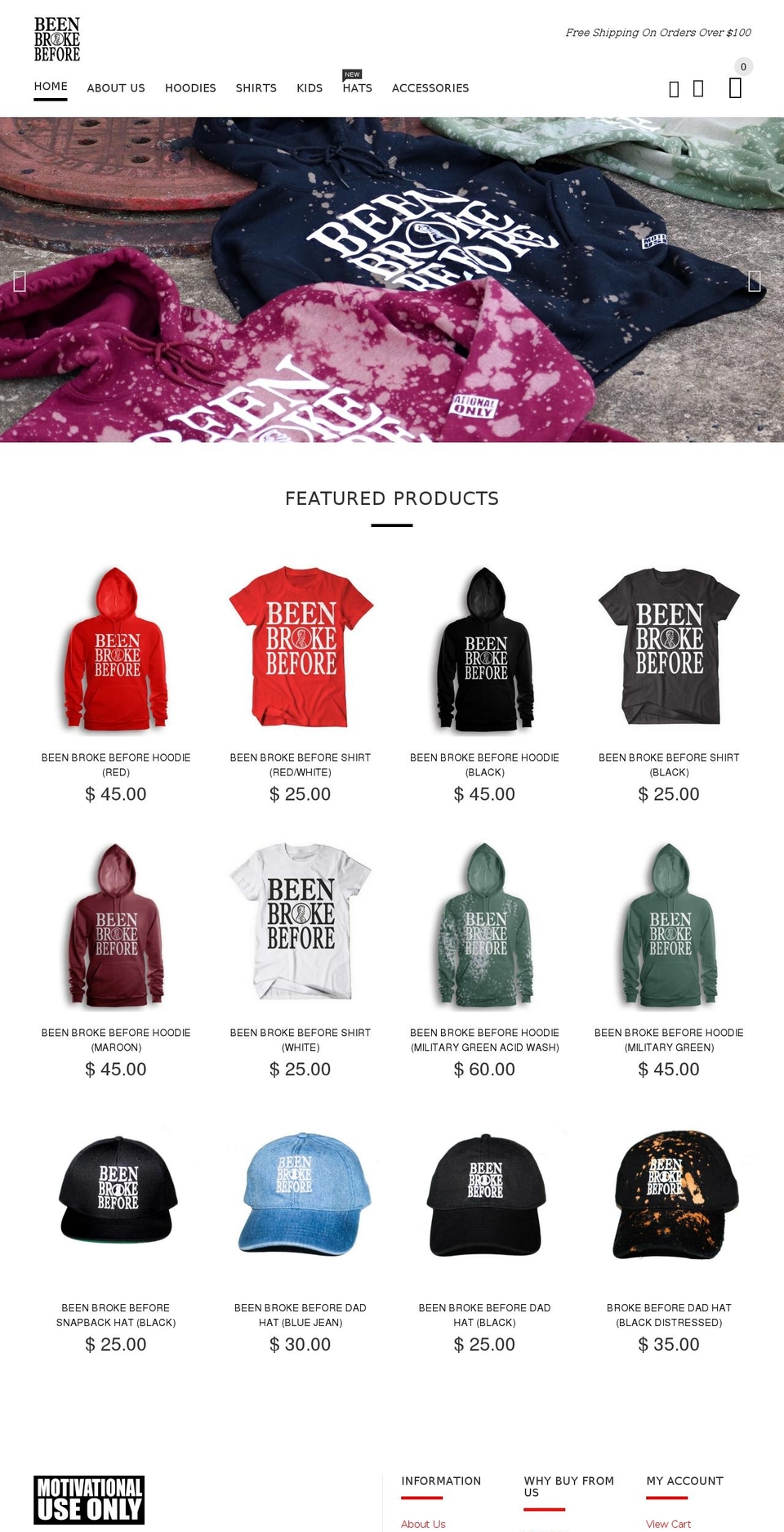 beenbrokebefore.com shopify website screenshot