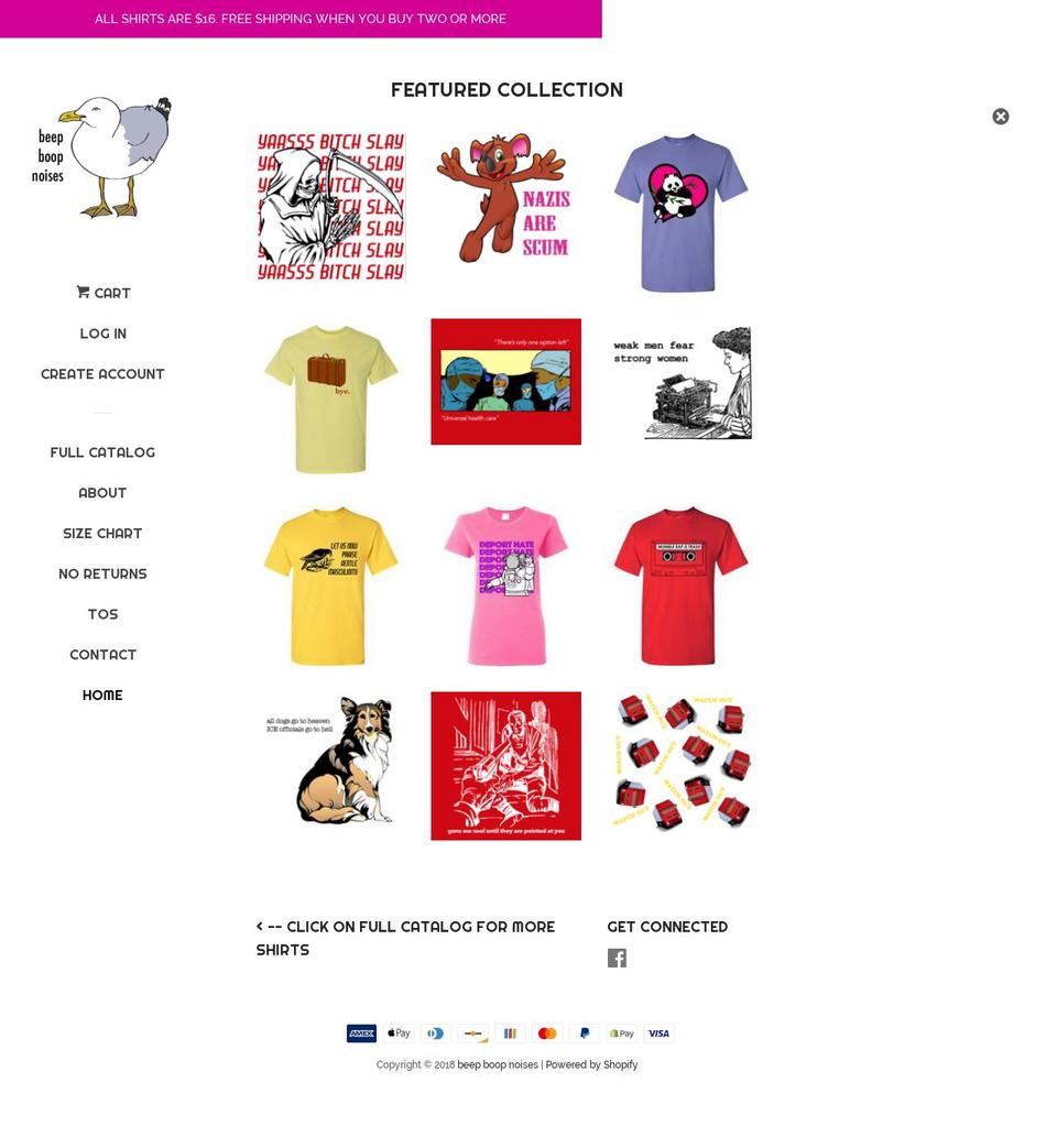beepboopnoises.com — Shopify storefront screenshot