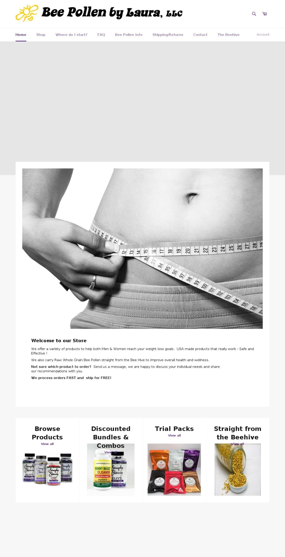 beepollenbylaura.com shopify website screenshot