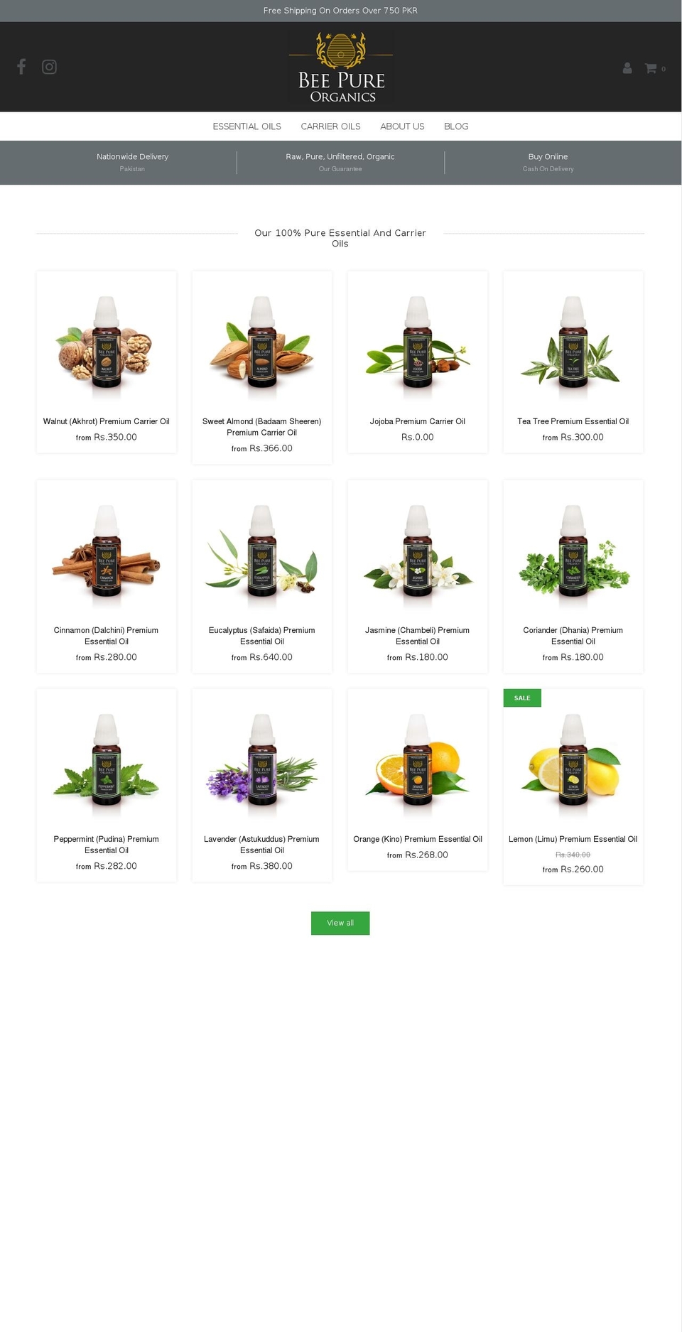 beepureorganics.com — Shopify storefront screenshot