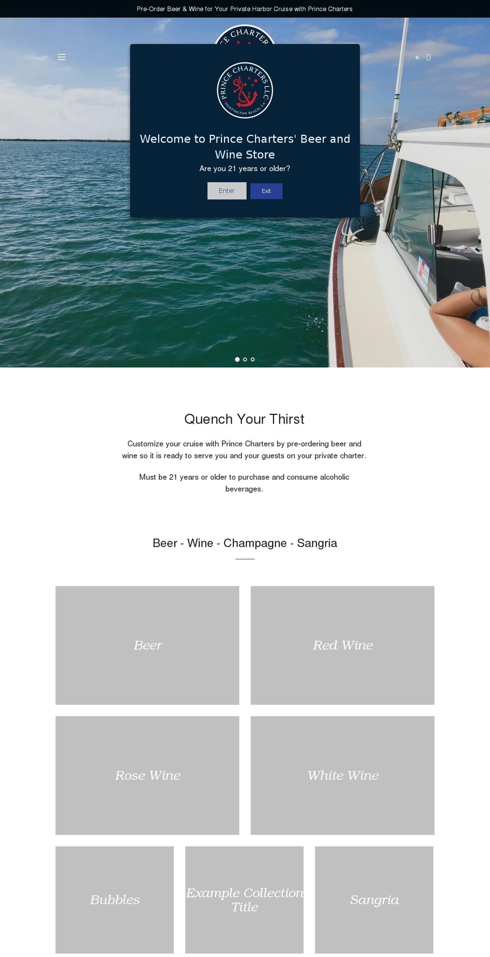 beer-wine-sangria-champagne.myshopify.com shopify website screenshot