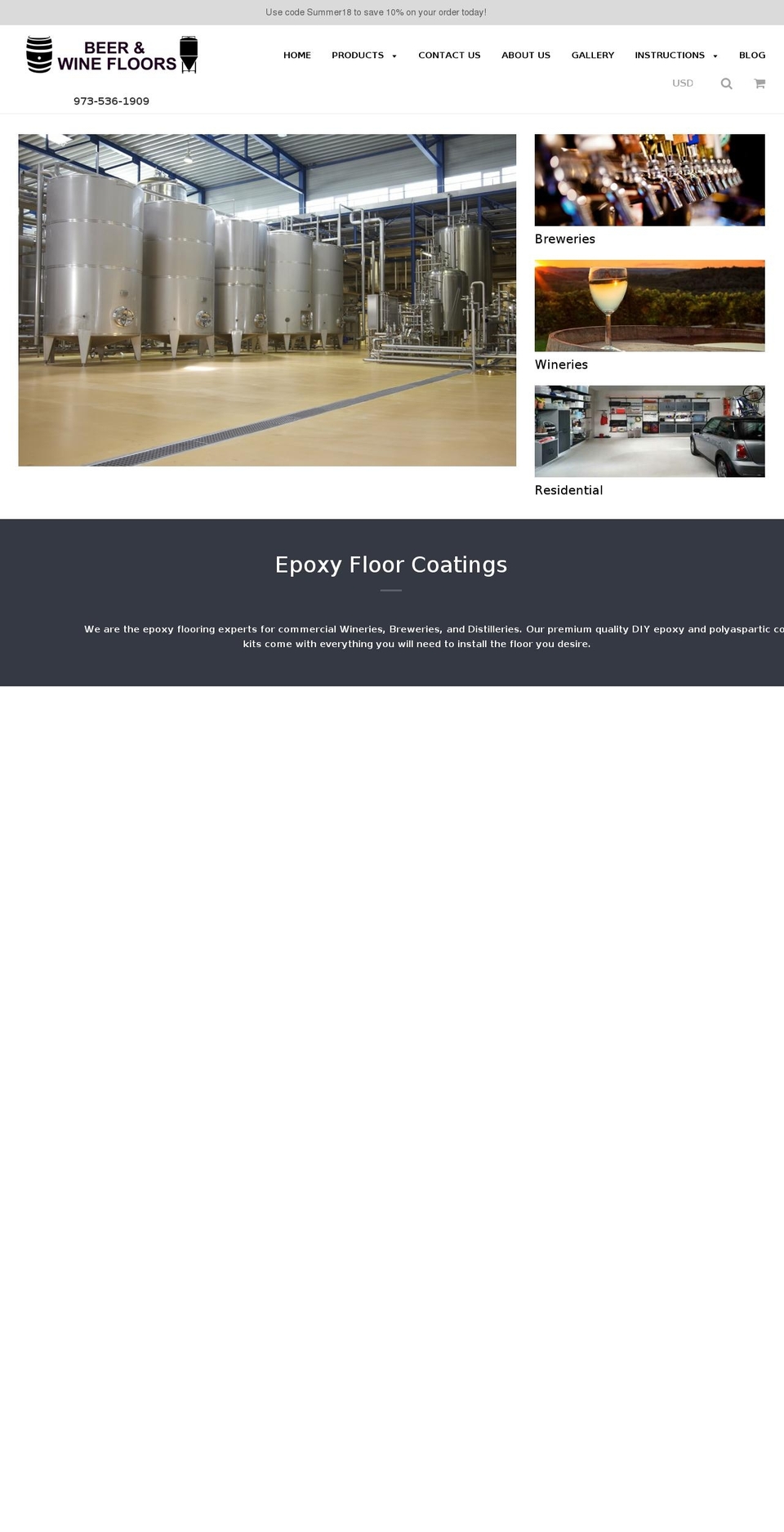 beerandwinefloors.com — Shopify storefront screenshot