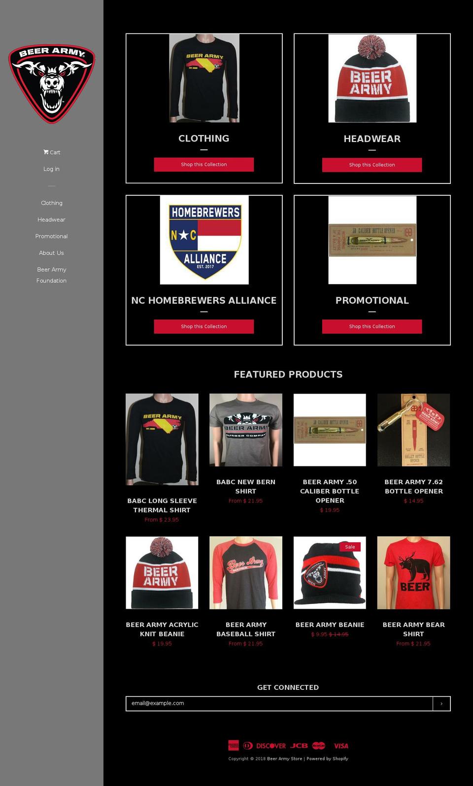 beerarmystore.com — Shopify storefront screenshot