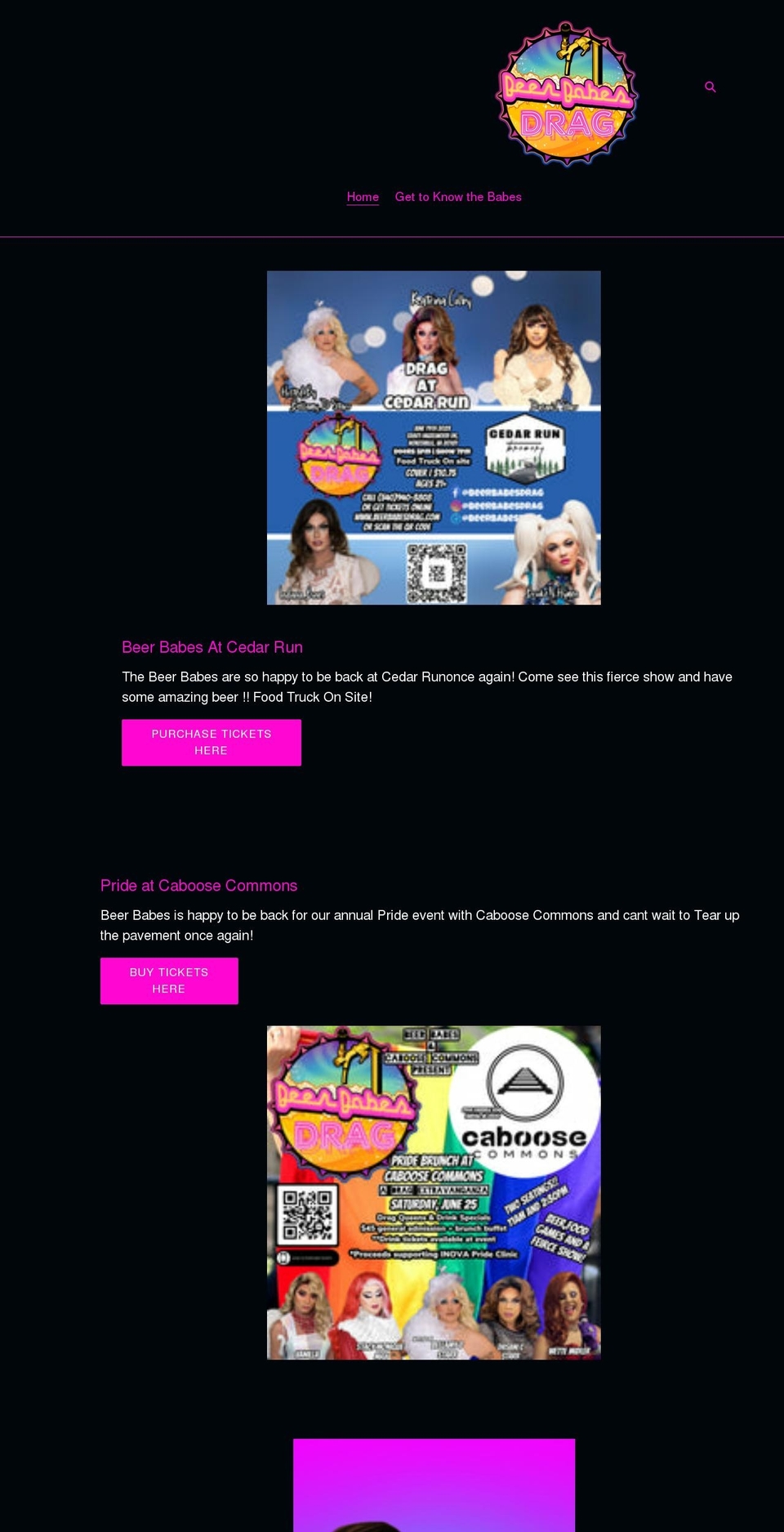 beerbabesdrag.com shopify website screenshot