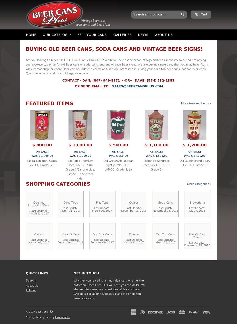 beercansplus.com shopify website screenshot