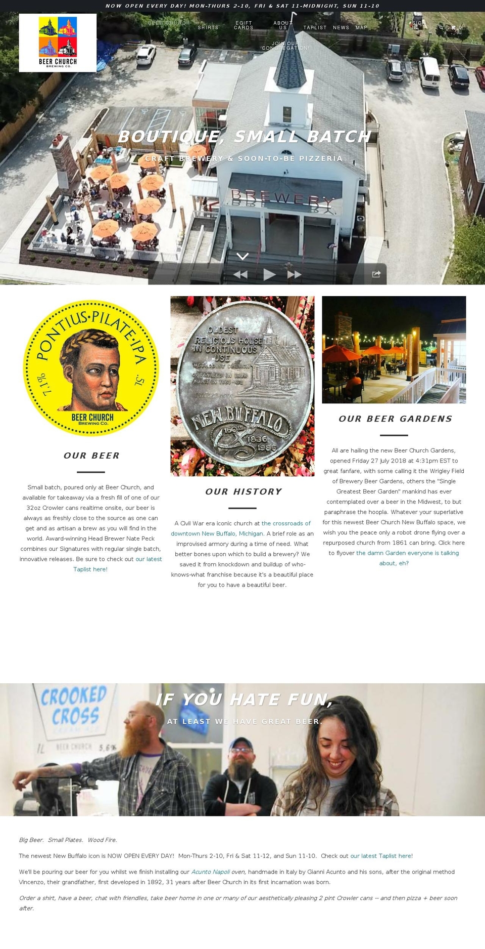 beerchurchbrewing.com shopify website screenshot
