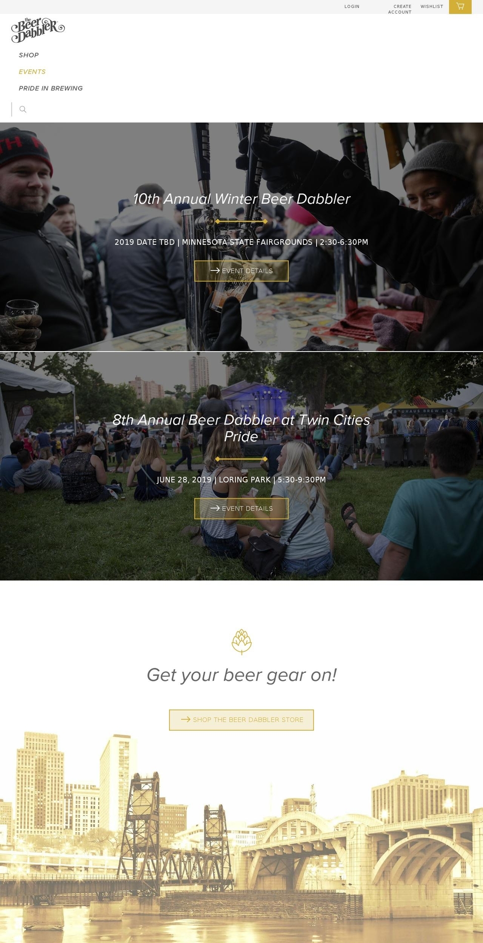 beerdabblerevents.com — Shopify storefront screenshot