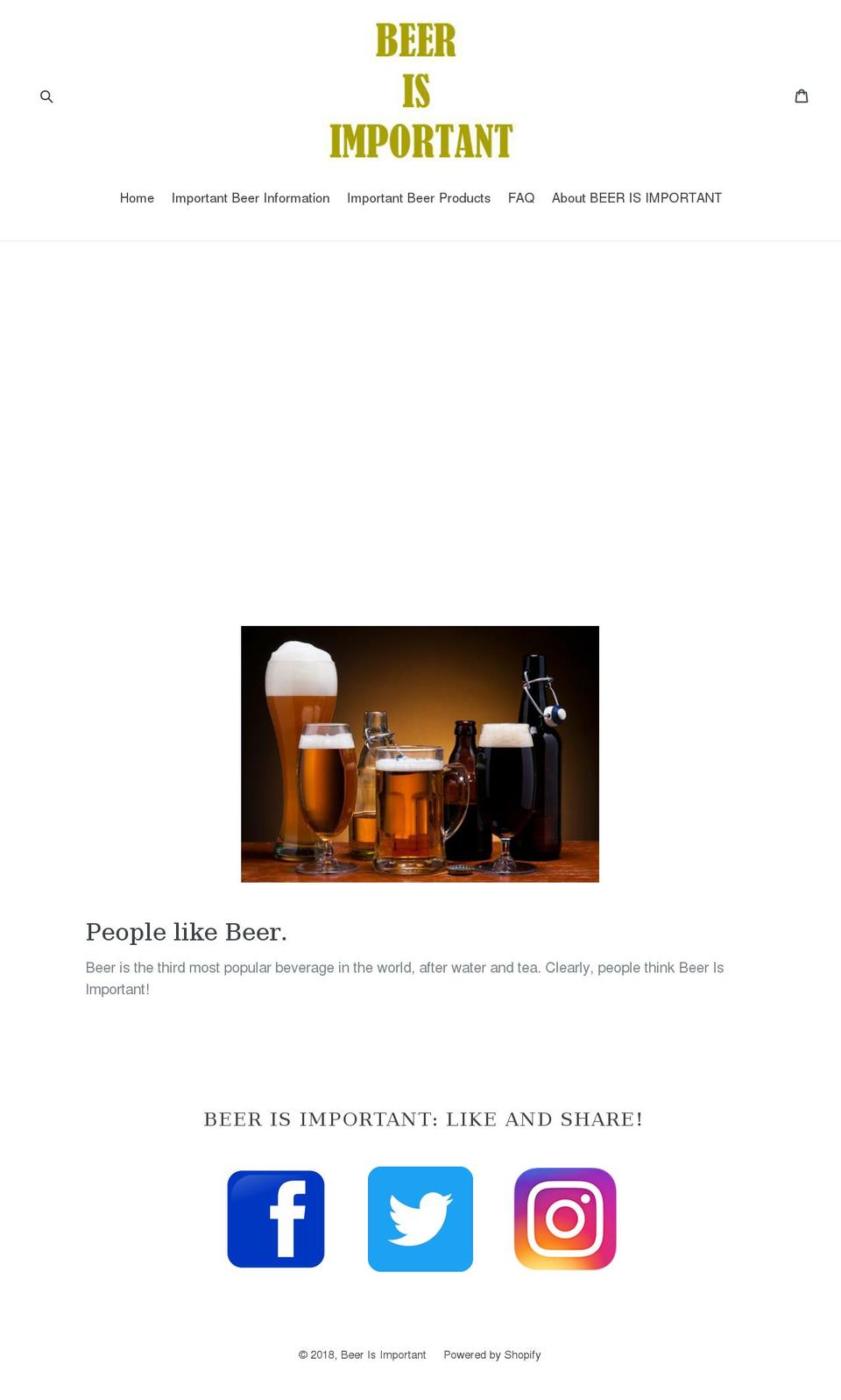 beerisimportant.com — Shopify storefront screenshot