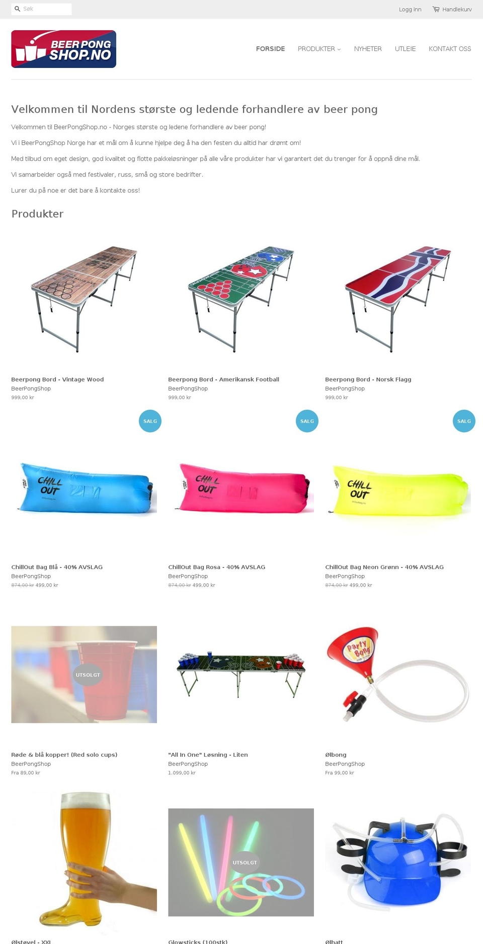 beerpongshop.no shopify website screenshot