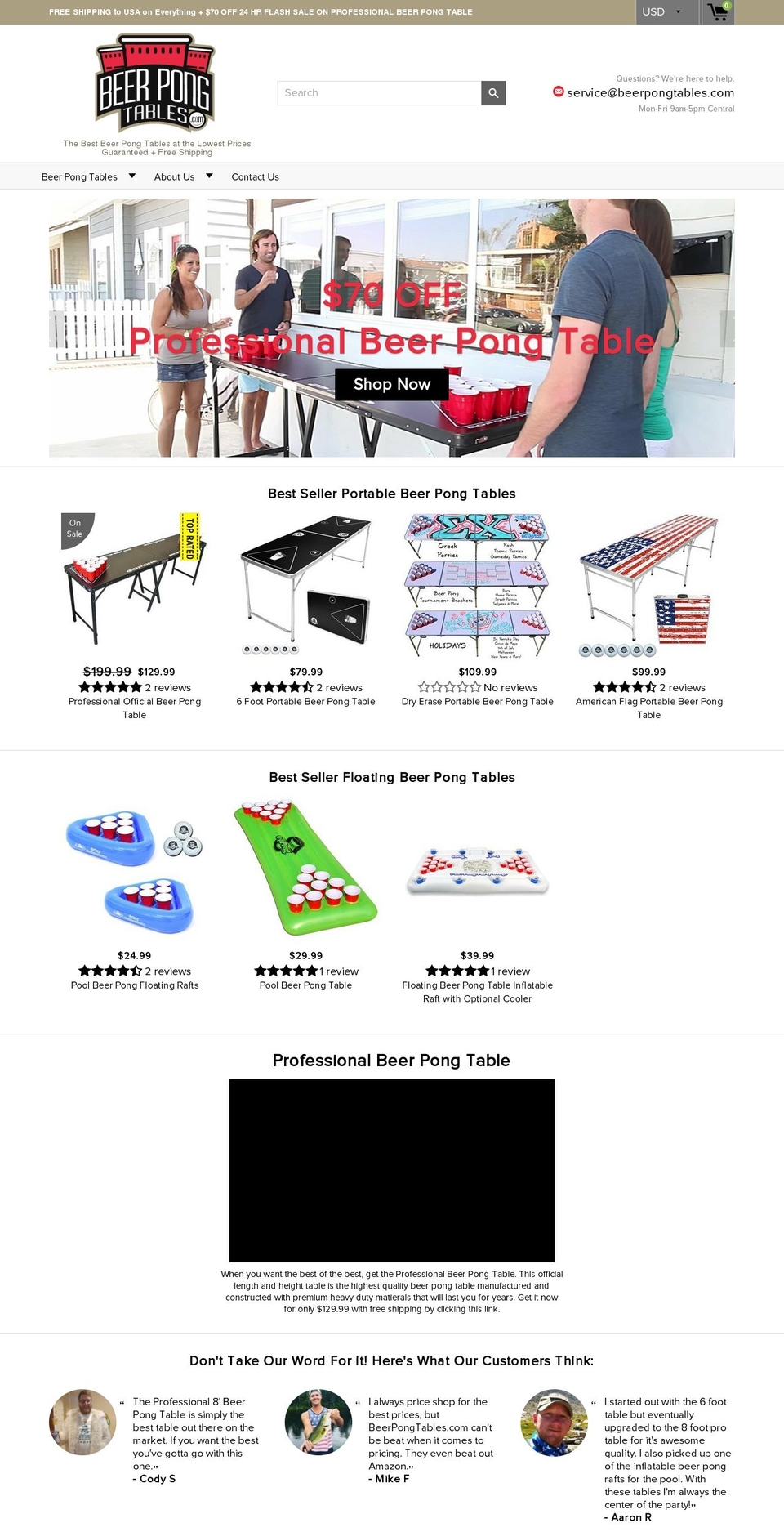 beerpongtables.com shopify website screenshot
