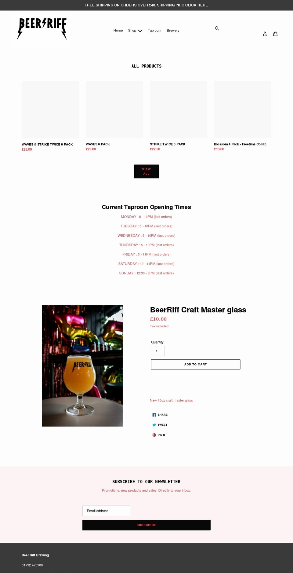 beerriffbrewing.com shopify website screenshot