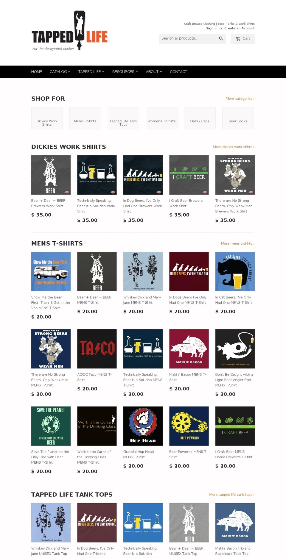 beershirts.org shopify website screenshot