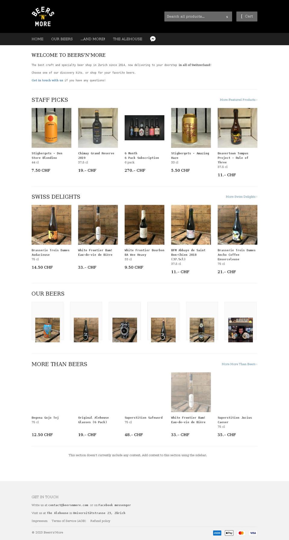 beersnmore.com shopify website screenshot